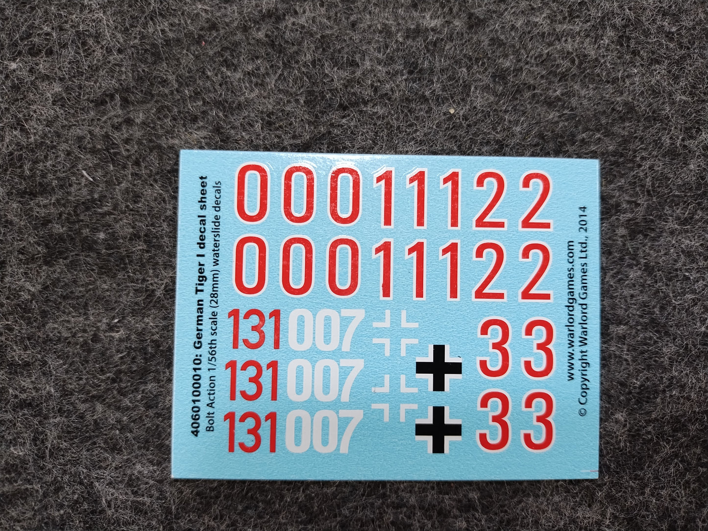 German Tiger 1 Decal Sheet