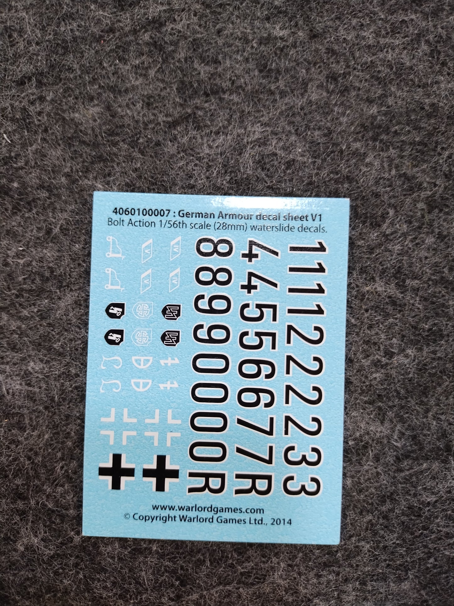German Armour V1 Decal sheet