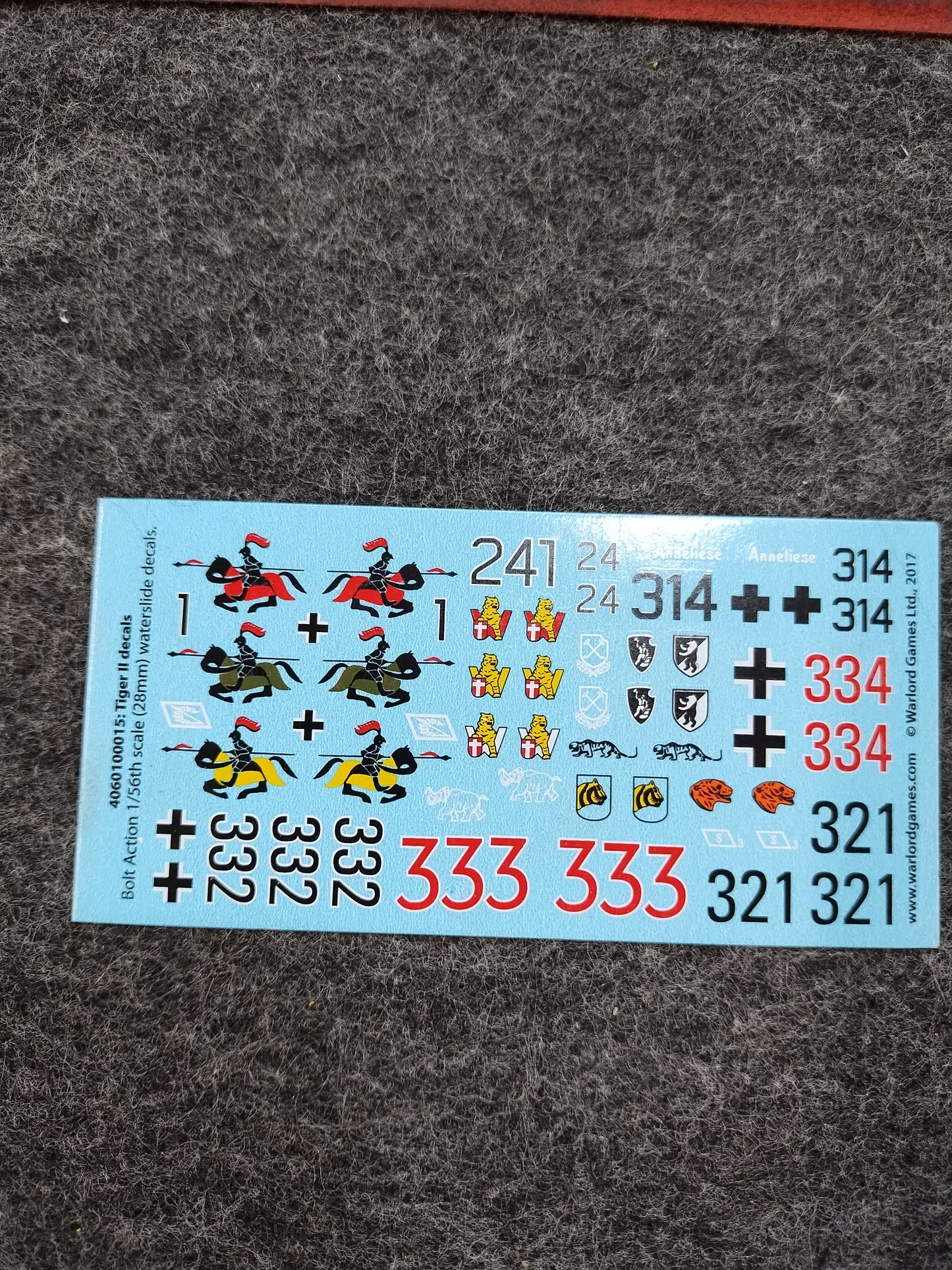 German Tiger II Decal sheet