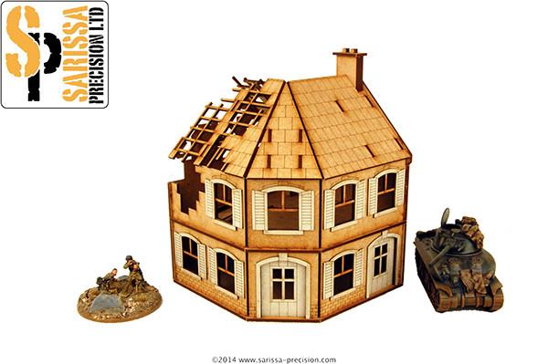 Corner Terrace House - Destroyed - Sarissa Precision/Bolt Action