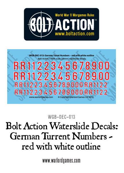 German Turret Numbers Red - Bolt Action Decals