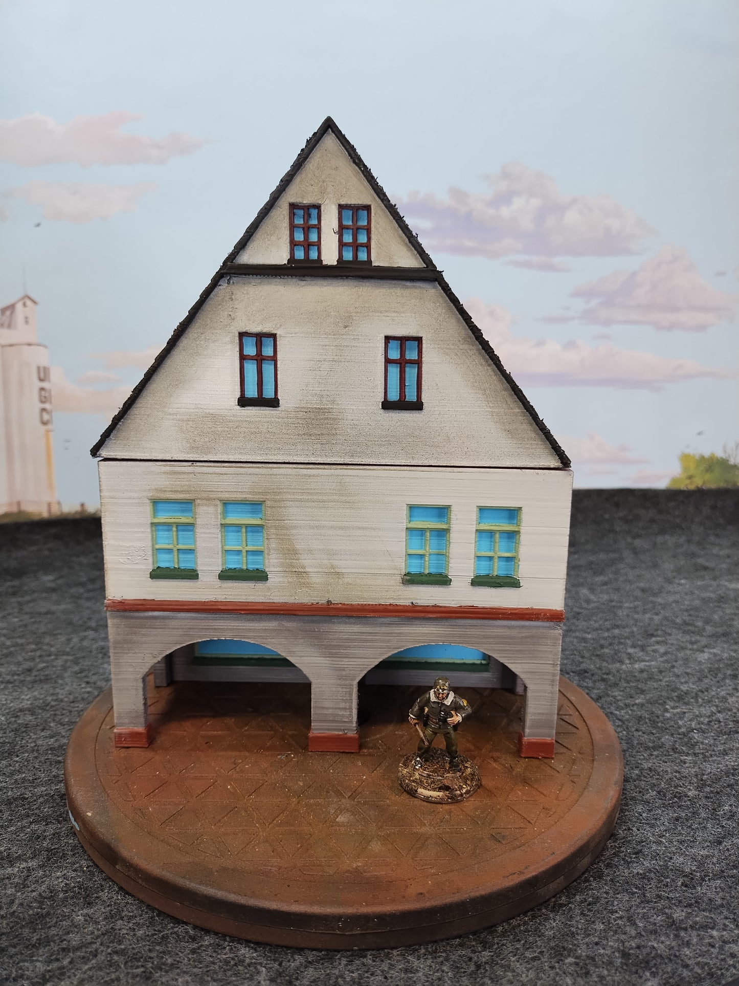 Normandy Town Shop White 3 - 28mm/Painted