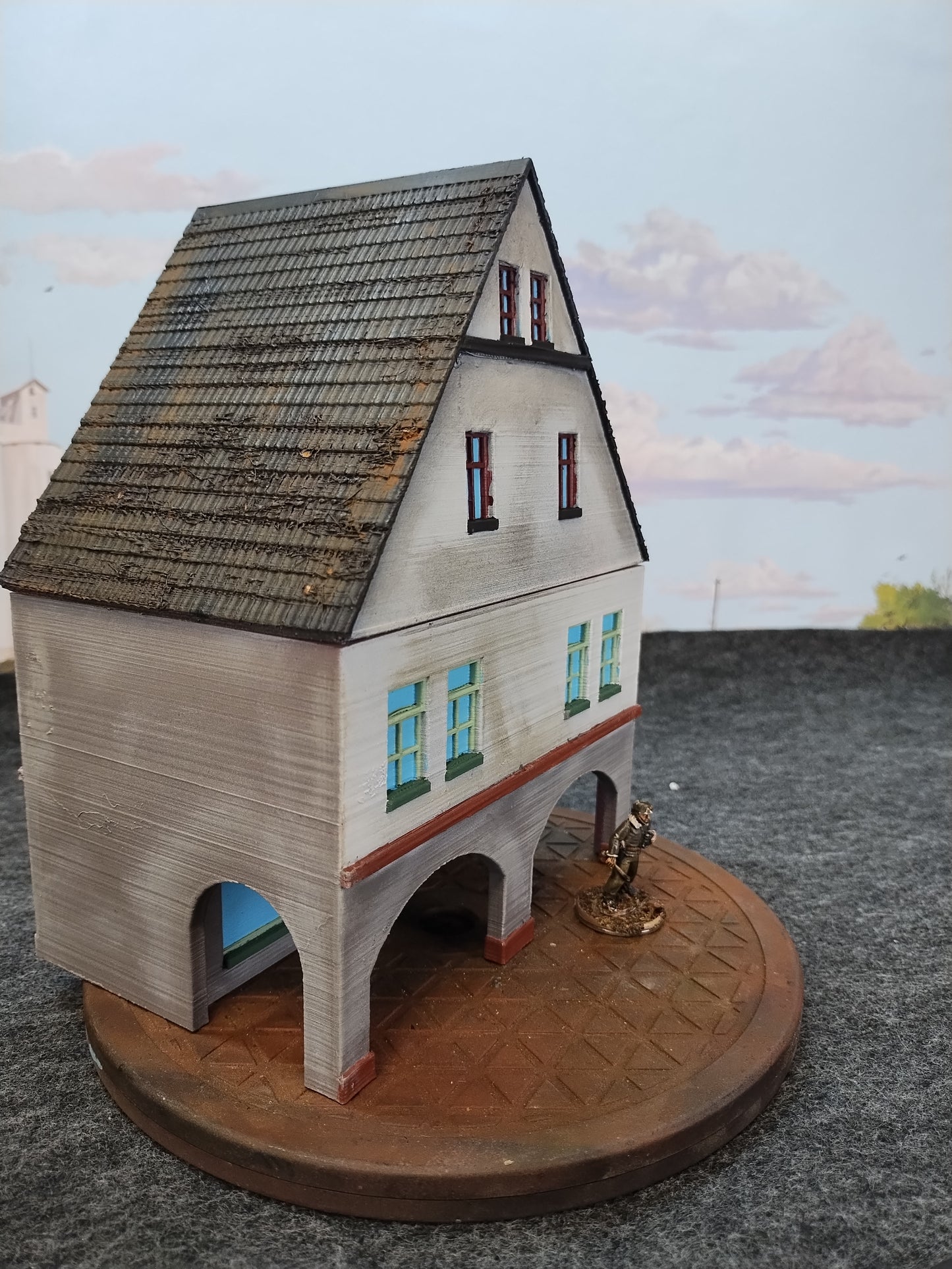Normandy Town Shop White 3 - 28mm/Painted