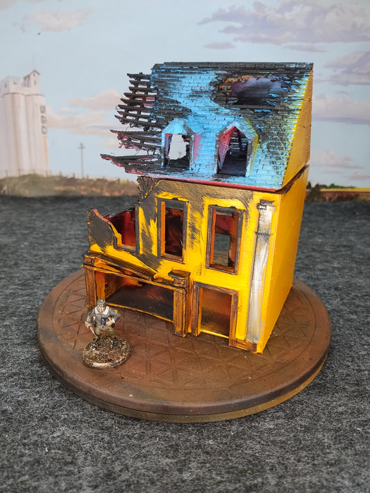 European Town Ruin Yellow/Blue - 28mm/Painted