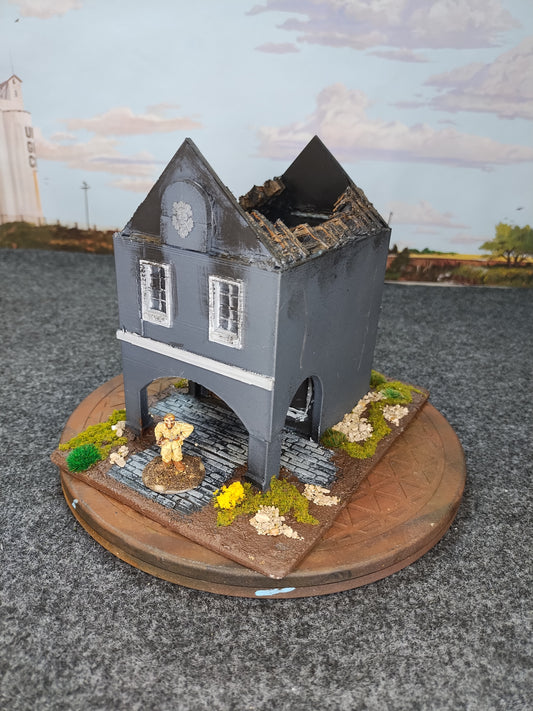 Destroyed Normandy House - 28mm/Painted