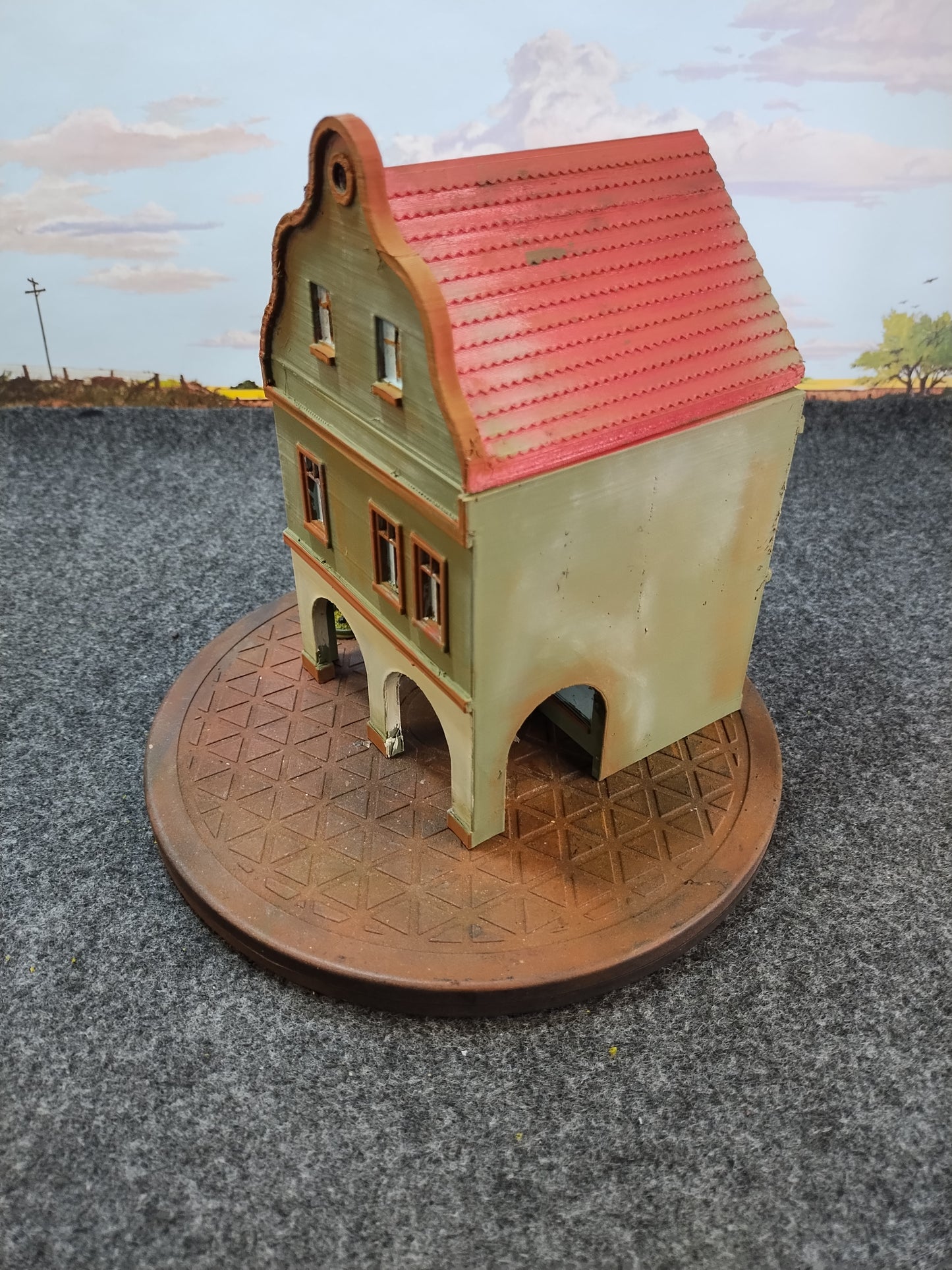 European Town Shop Green/Red - 28mm/Painted