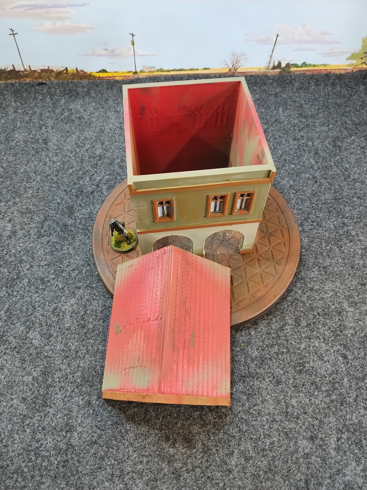 European Town Shop Green/Red - 28mm/Painted
