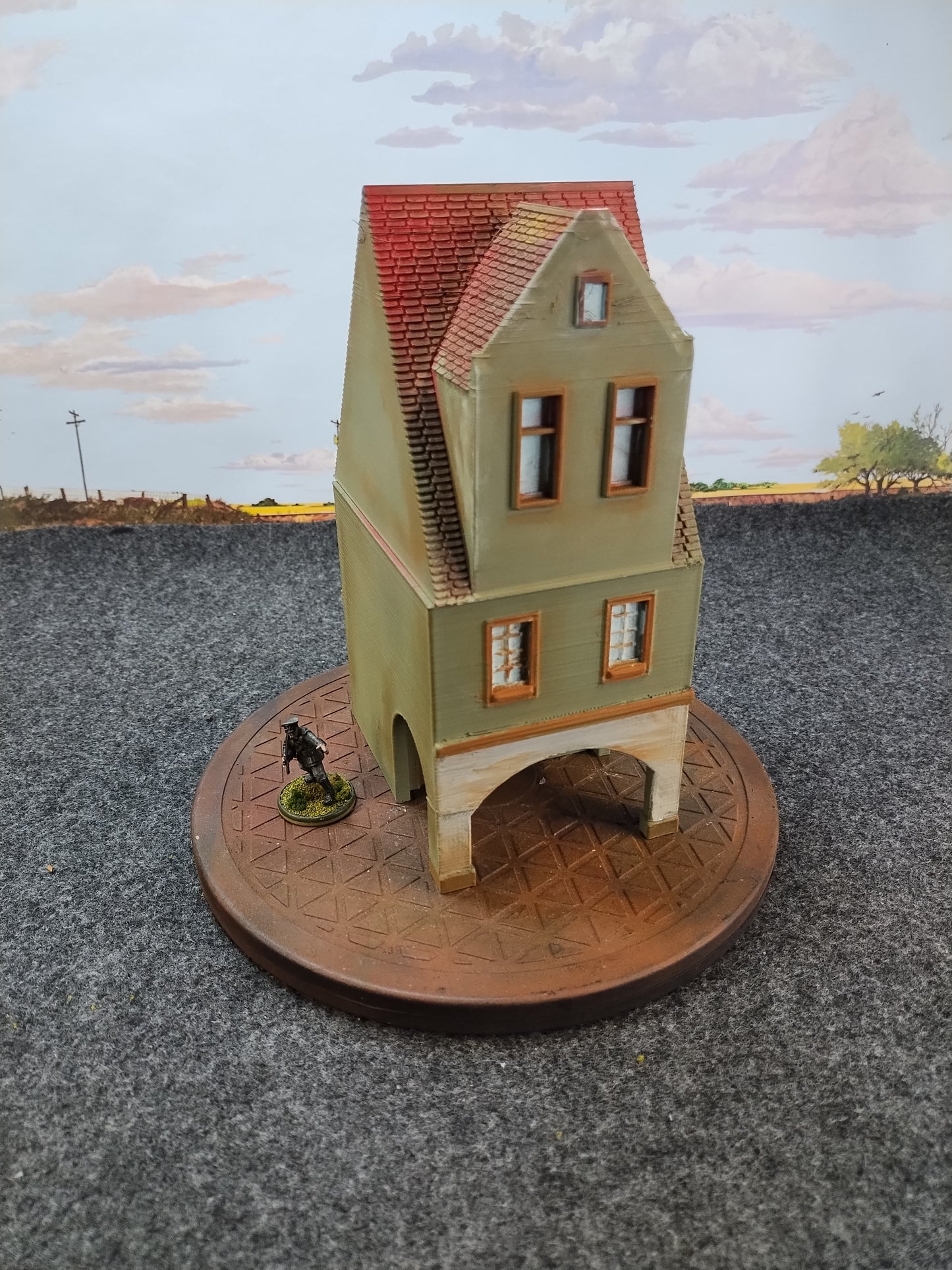 European Town Shop Green/Red  - 28mm/Painted