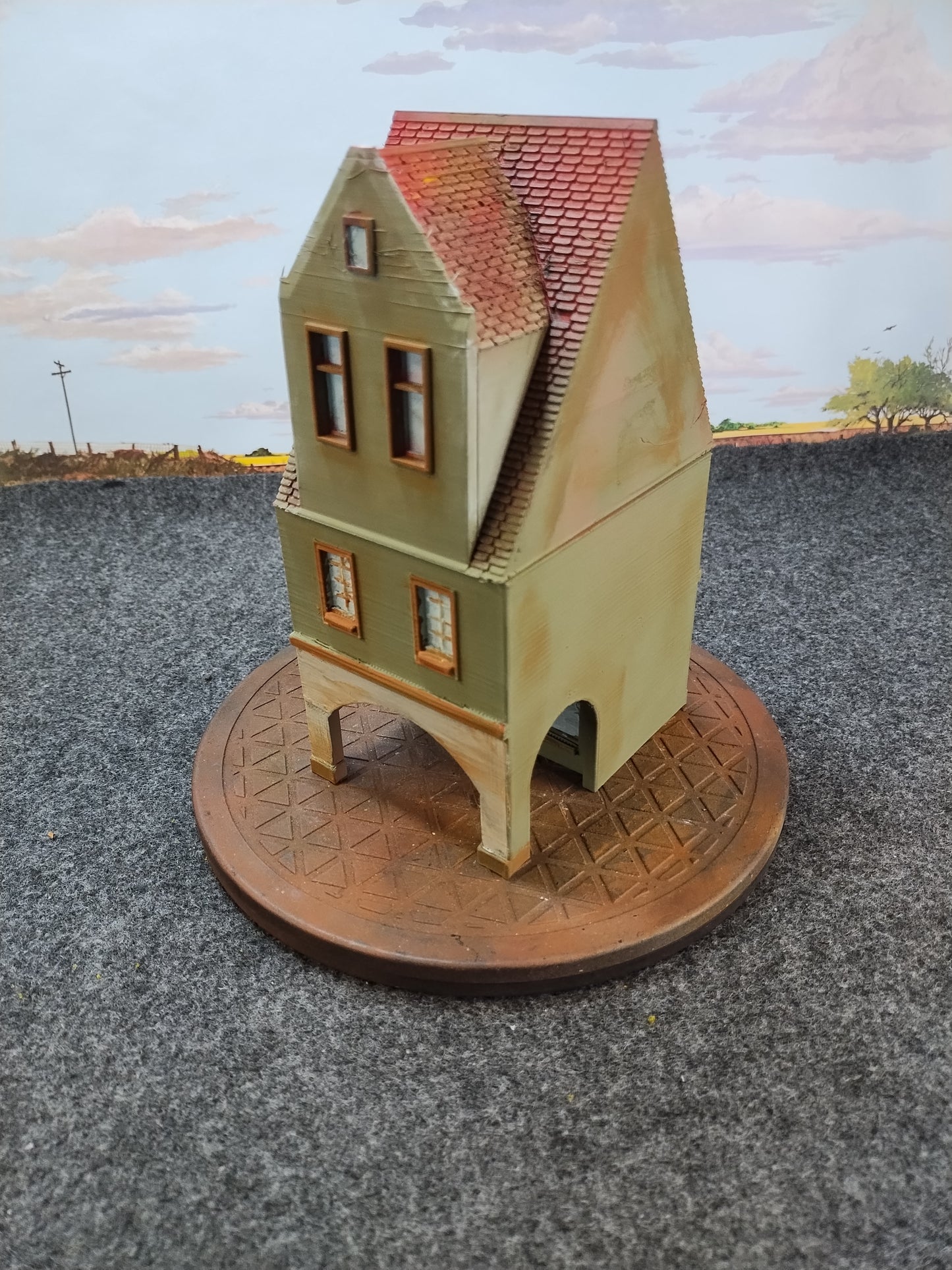 European Town Shop Green/Red  - 28mm/Painted