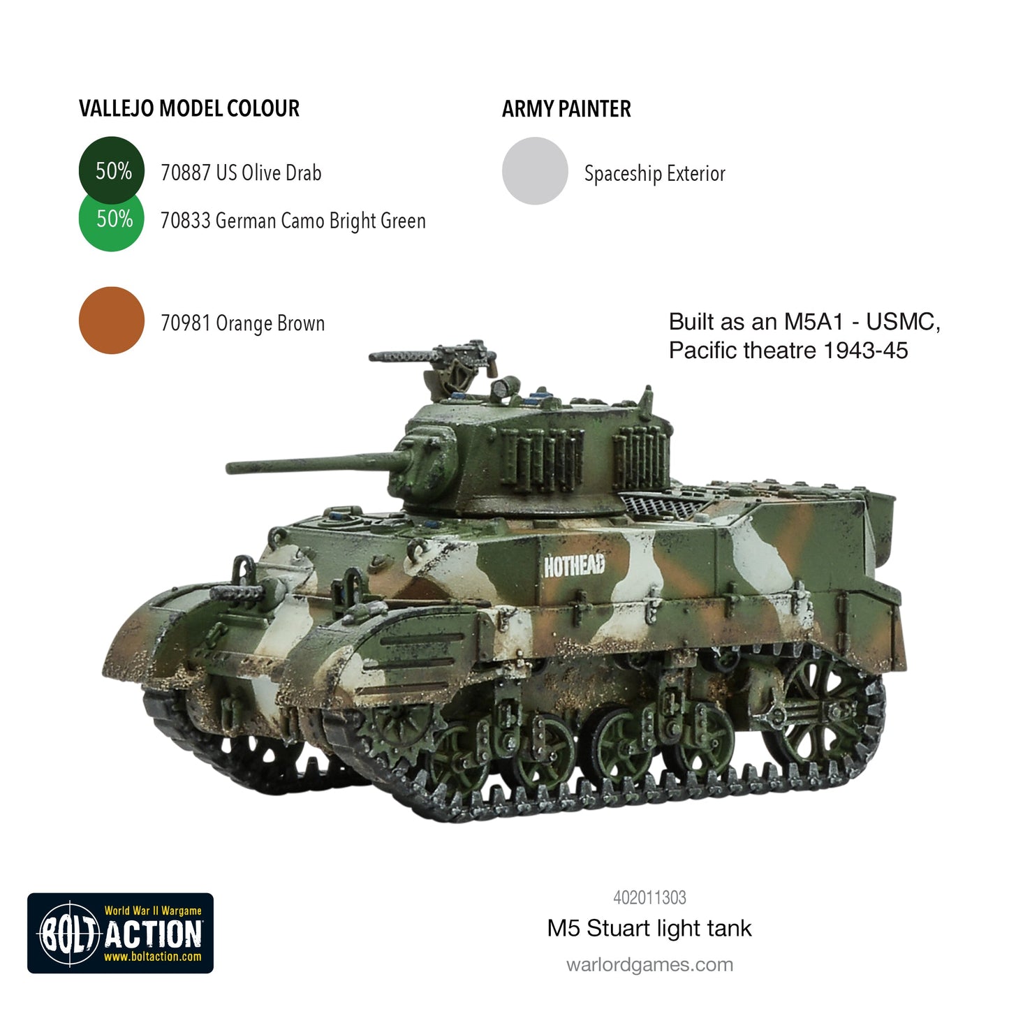 US M5 Stuart Light Tank - Bolt Action