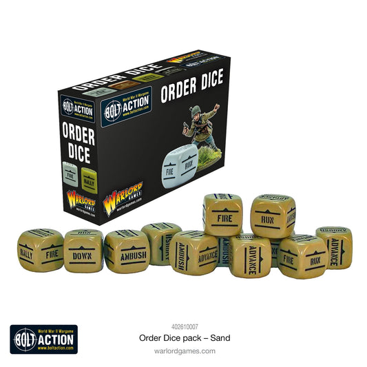 Bolt Action Orders Dice x12 - Sand - New