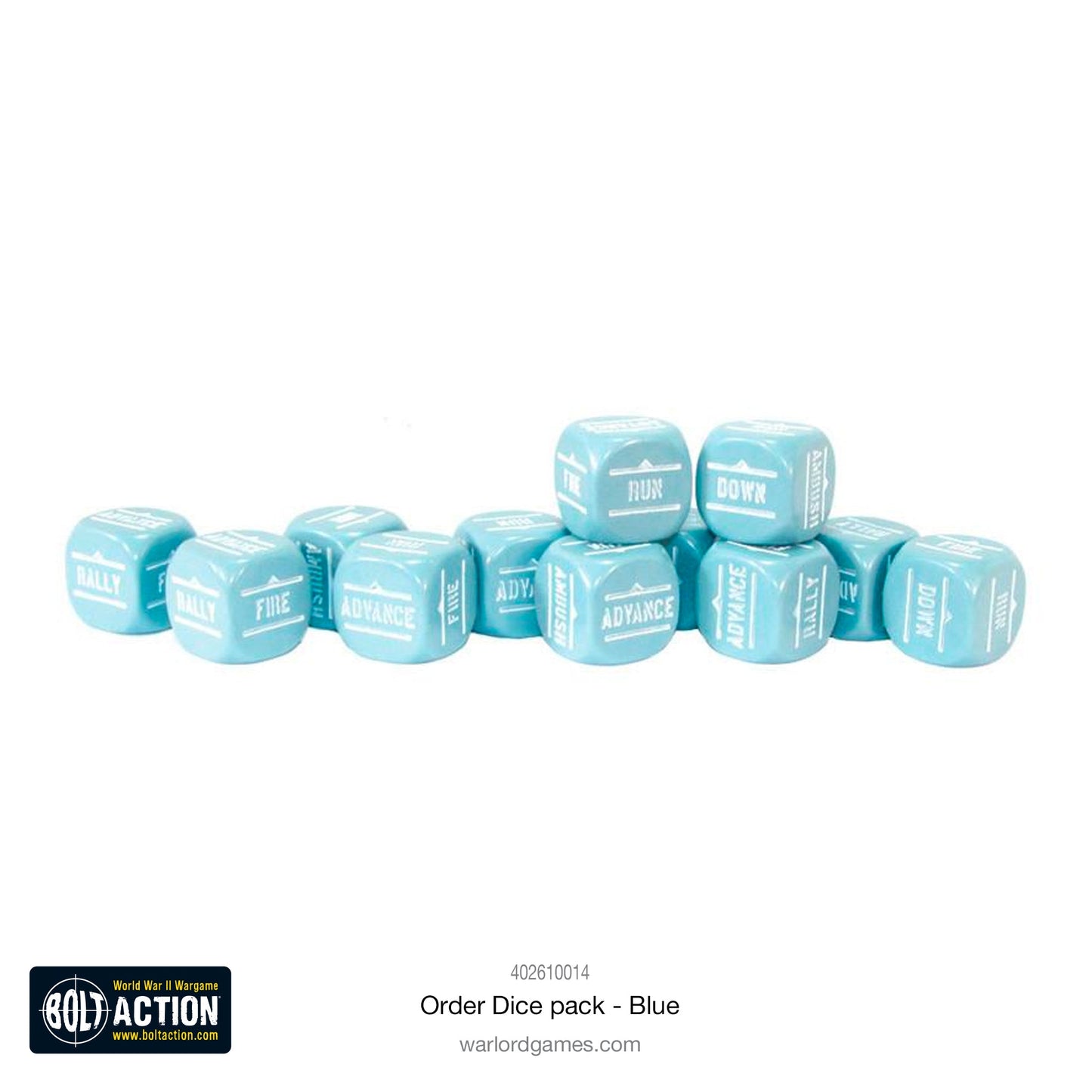 Bolt Action Orders Dice x12 - Blue - New