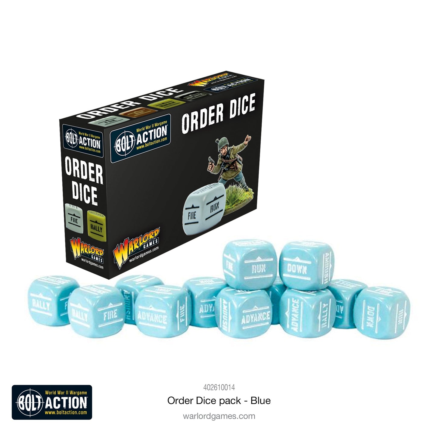 Bolt Action Orders Dice x12 - Blue - New