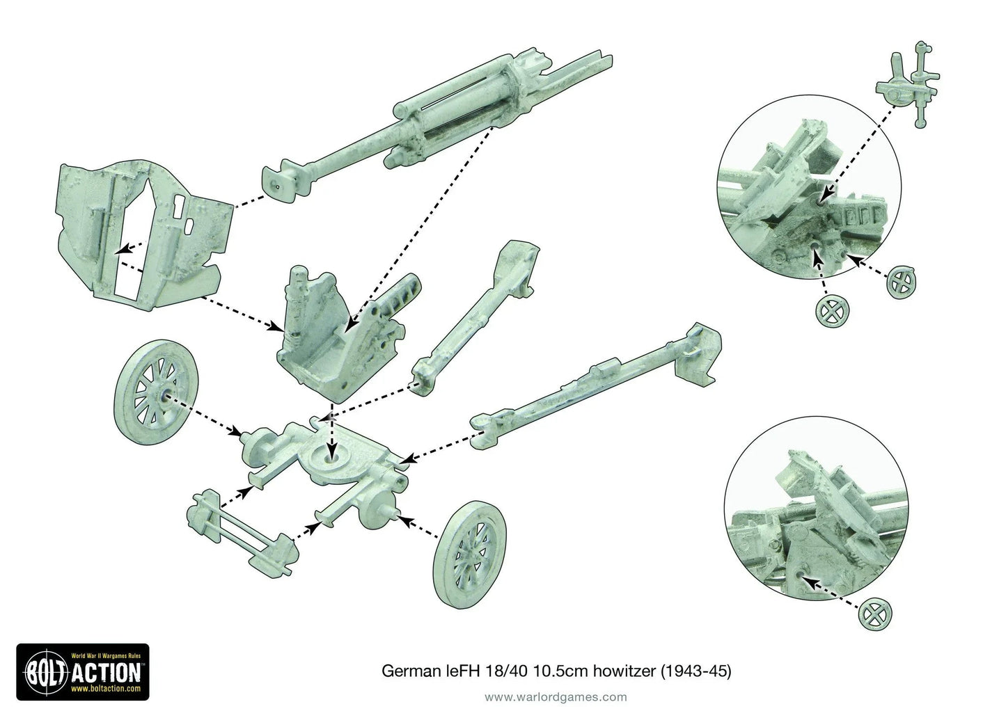 German Afrika Korps LeFH 18 10.5cm Artillery - Bolt Action