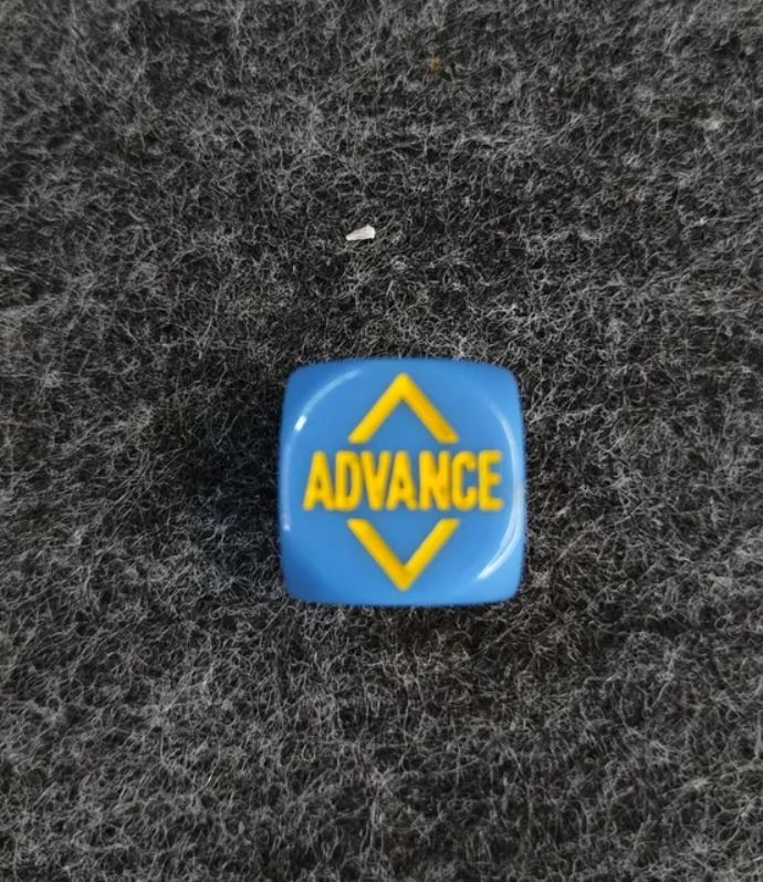Bolt Action Orders Dice x1 - Blue w. Yellow - Used