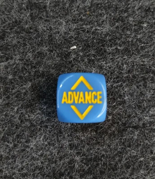 Bolt Action Orders Dice x1 - Blue w. Yellow - Used
