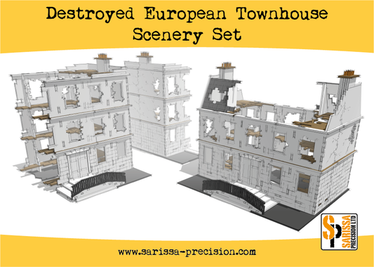 Destroyed European Townhouse Scenery Set - Sarissa Precision/Bolt Action