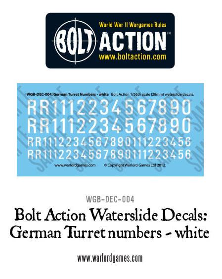 German Turret Numbers white - Bolt Action Decals