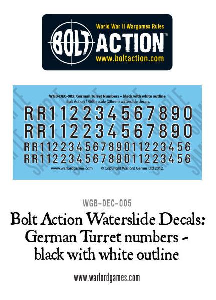 German Turret Numbers Black w. White - Bolt Action Decals