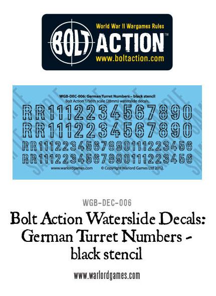 German Turret Numbers Black stencil - Bolt Action Decals