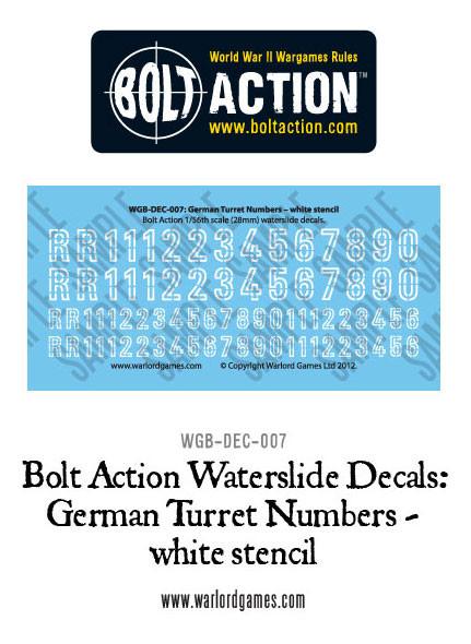 German Turret Numbers White stencil - Bolt Action Decals