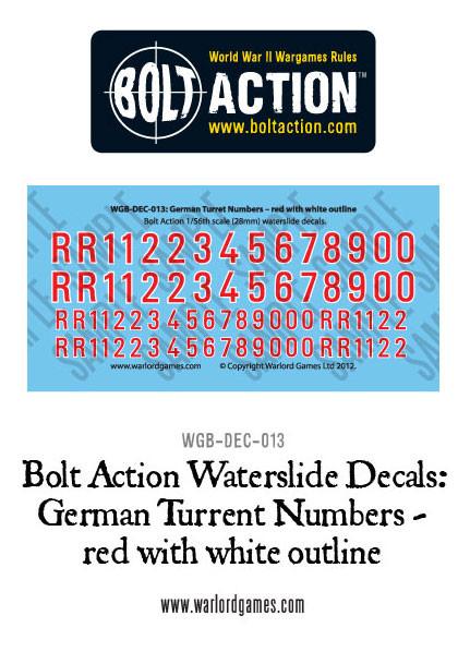 German Turret Numbers Red - Bolt Action Decals