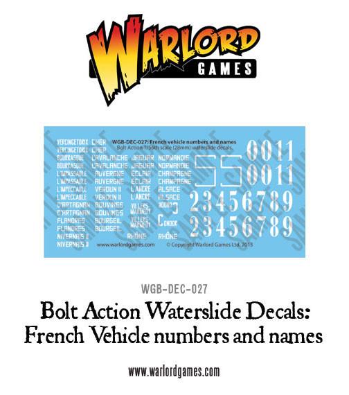 French vehicle numbers and names - Bolt Action Decals
