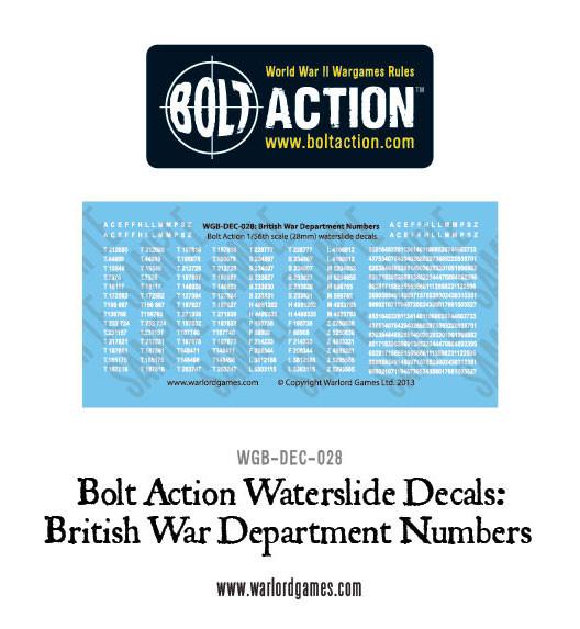 British War Department numbers - Bolt Action Decals