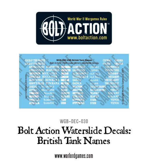 British Tank names - Bolt Action Decals